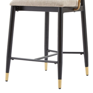 English Elm Counter Stools Set of 2 Matte Black Metal Frame Gold Tipped Legs Kitchen Island Seating Light Brown N771P405166W
