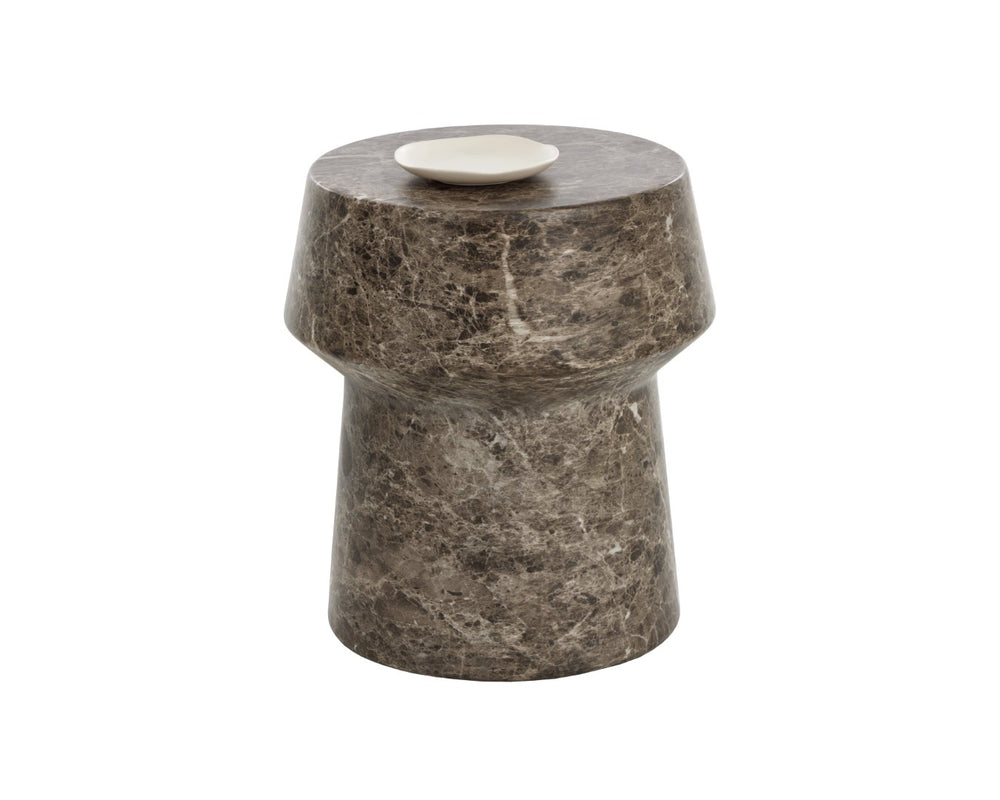 Sunpan BRIE End Table - Elegant Dark Emperador Marble Look with Durable Concrete for Indoor/Outdoor Use 112719