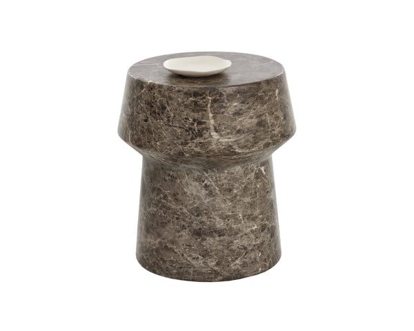 Sunpan BRIE End Table - Elegant Dark Emperador Marble Look with Durable Concrete for Indoor/Outdoor Use 112719
