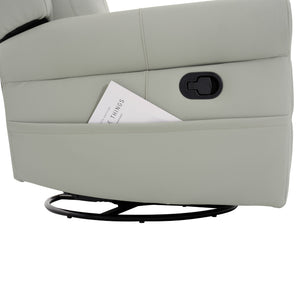 English Elm Manual Swivel Rocker Recliner Pu Leather Chair with Massage Heating and Pocket Spring Support Grey N763P363558E