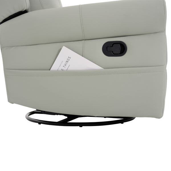 English Elm Manual Swivel Rocker Recliner Pu Leather Chair with Massage Heating and Pocket Spring Support Grey N763P363558E