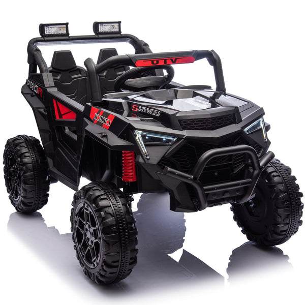 English Elm 24v 400w Kids Electric Utv Ride on with Remote Bluetooth Led Suspension Cockpit Black W1578P284295