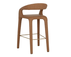 Sunpan ATIKA Barstool in Milliken Cognac - Modern Comfort with Sculptural Design for Stylish Dining Spaces 112760