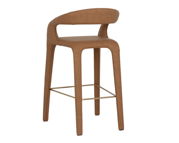 Sunpan ATIKA Barstool in Milliken Cognac - Modern Comfort with Sculptural Design for Stylish Dining Spaces 112760