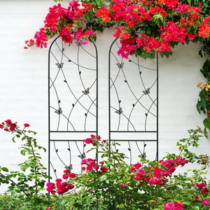 English Elm 4 Pack Powder-coated Metal Garden Trellis Panels Rustproof Climbing Plant Support Outdoor W1586P268062