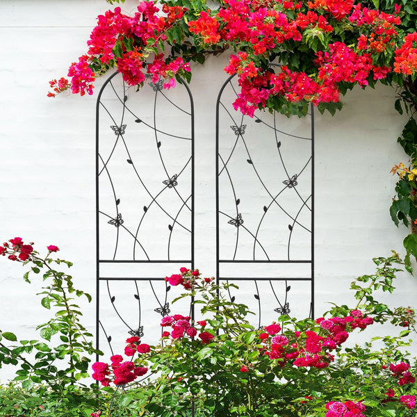 English Elm 4 Pack Powder-coated Metal Garden Trellis Panels Rustproof Climbing Plant Support Outdoor W1586P268062