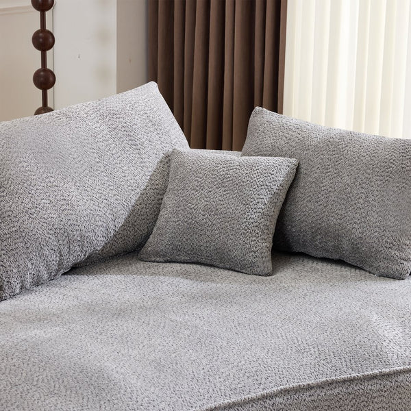 English Elm 124.5-inch Curved Chenille Sectional Sofa with Pillows Deep Seat Living Room Couch Grey W3612S00033