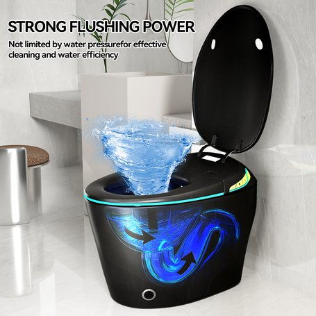 English Elm Unique Smart Toilet with Built in Bidet Auto Lid Foot Sensor and Warm Air Dryer W3133P384976