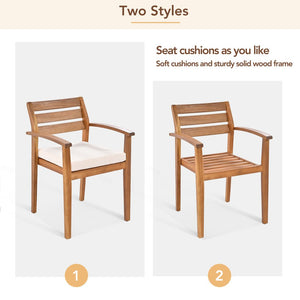 English Elm GO Outdoor 7-Piece Acacia Wood Dining Set for 7-8 — Removable Cushions, Ergonomic Chairs & Bench, Stable FG201230AAA