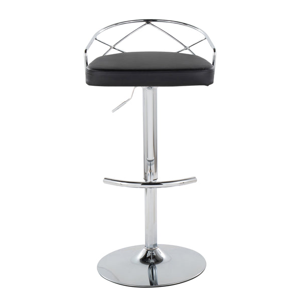 English Elm Adjustable Swivel Barstools Mid-century Modern Walnut and Cream Faux Leather Set of 2 B202S02169