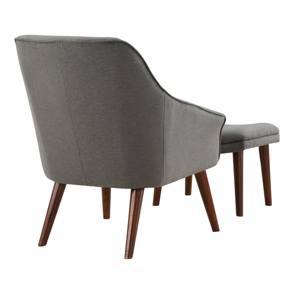 OSP Home Furnishings Waneta Chair and Ottoman Charcoal