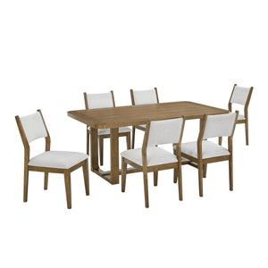 English Elm Darla 7-Piece Walnut Oak Finish Dining Set With Sleek Sled Base & Padded Chairs For Comfort B061S00914