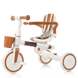 English Elm 7 in 1 Convertible Toddler Tricycle Aluminum Frame Push Trike with Rotating Seat Canopy Ivory N726P300636O