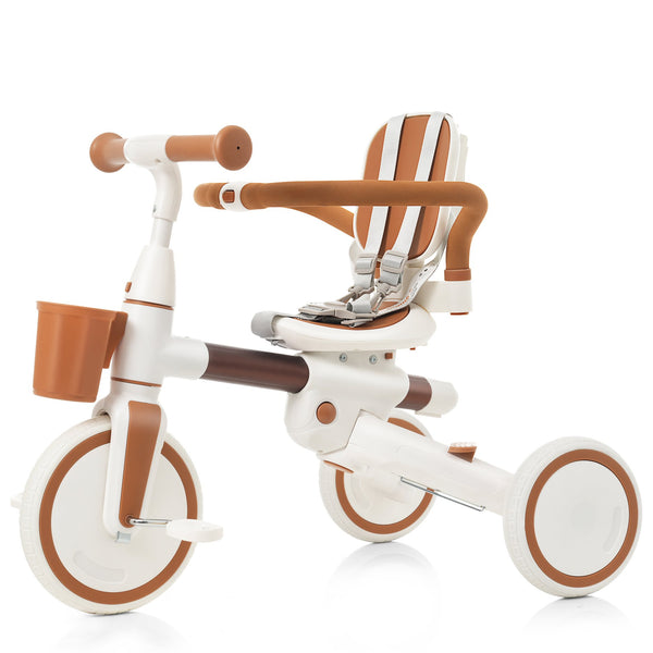 English Elm 7 in 1 Convertible Toddler Tricycle Aluminum Frame Push Trike with Rotating Seat Canopy Ivory N726P300636O