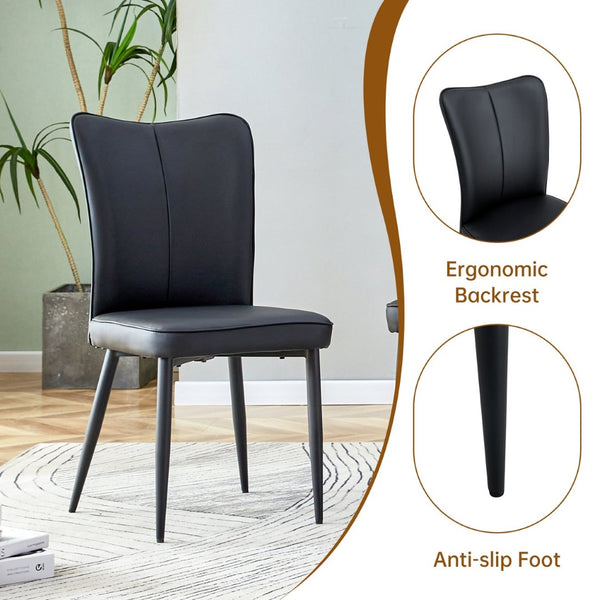 English Elm Table Modern Extendable Dining Set With 6 Black Pu Chairs – Stylish, Space-Saving Design For Gatherings W1151S04146-GIGA