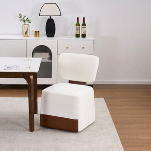 English Elm Linen Upholstered Armless Dining Chair with Smooth Casters for Easy Mobility, Versatile & Sleek Ivory W2069P324092