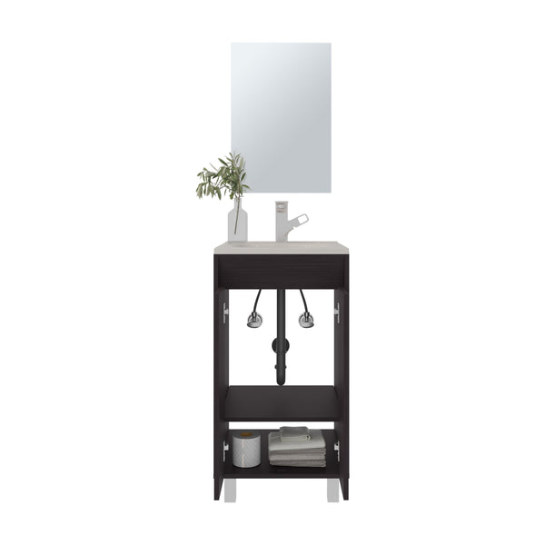 English Elm Brady Mirror Bathroom Vanity Cabinet with Bolonia Mirror, Drawer & Open Shelf, Black MDF Elegance B070P337129