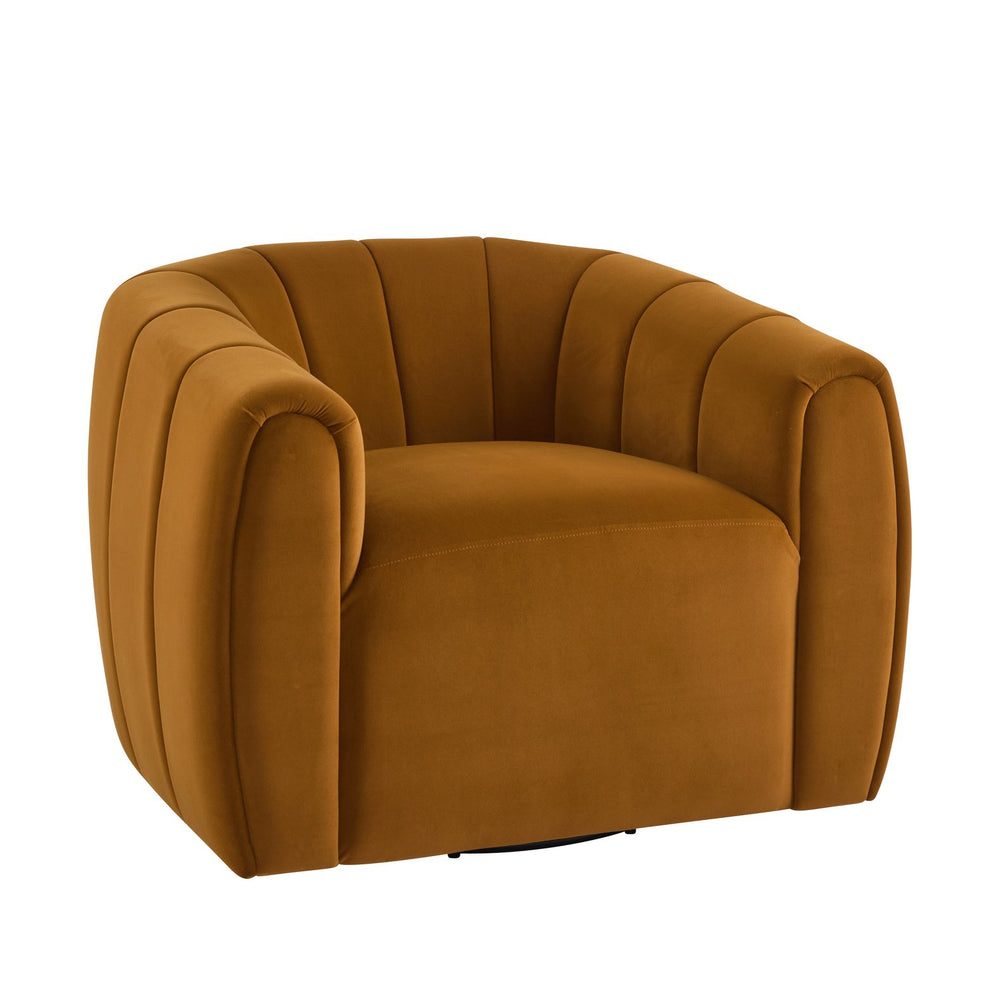 English Elm Christopher Knight Home® - SWIVEL Velvet Club Chair with 360° Rotation, Semi-Circular Tub Design, Plush Iron Frame Comfort Dark yellow 37.8 L x 33.46 W x 27.17 H N776P264952T
