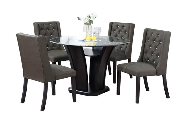 English Elm Modern Fabric Tufted Dining Chairs Set of 2, Ash Black Wingback Accent Seats, Rubberwood & MDF, 20"H Seat Durable Upholstery Comfort Stylish Design B011P194025