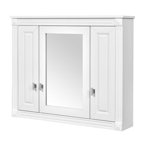 English Elm Bathroom Wall Cabinet with Mirror and 5 Shelves — Wall-Mounted Medicine Cabinet, Modern Storage Solution White N710P252503K