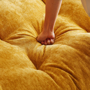 English Elm 99.2" Chenille Modern Deep Seat Sofa with Cloud-Like Cushioning, Zippered Arm Pads & Solid Wood Frame Yellow W1193S00151