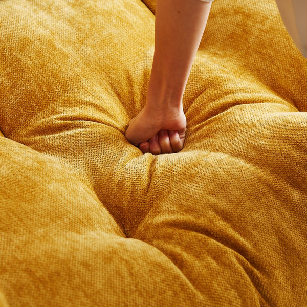 English Elm 99.2" Chenille Modern Deep Seat Sofa with Cloud-Like Cushioning, Zippered Arm Pads & Solid Wood Frame Yellow W1193S00151