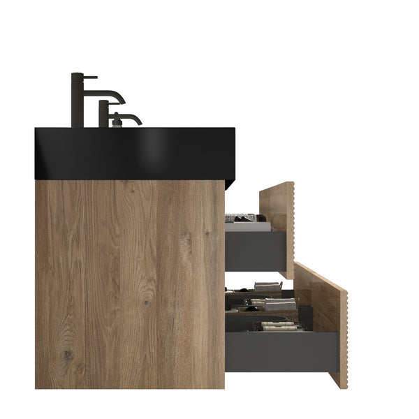 English Elm Grace 48'' Floating Bathroom Vanity With Matte Black Sink & Soft-Close Drawers For Modern Elegance W1865S00167