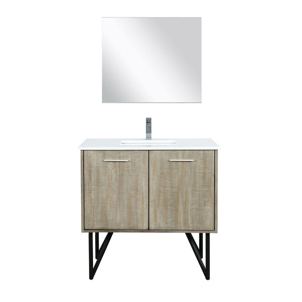 English Elm Rustic Acacia Bath Vanity With Cultured Marble Top, Chrome Faucet & Framed Mirror For Elegant Spaces B2731S02091-GIGA
