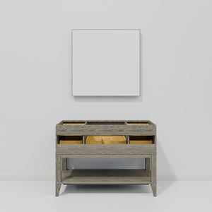 English Elm Grey Oak Single Bath Vanity 48 in W x 22 in D with Polished Carrara Marble Top, Soft-Close Drawers & 46 in Mirror B2731S01528