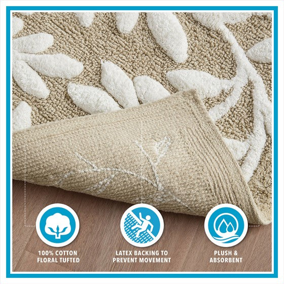 English Elm Cotton 24x60 Tufted Bath Rug with Plush 100% Cotton Pile, Non-Slip Spray Latex Backing for Comfort B035P203228