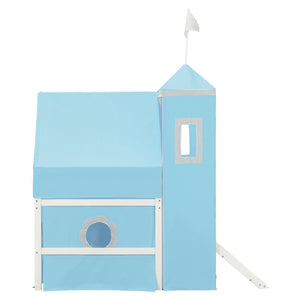 English Elm Twin Castle Loft Bed with Slide Tent Tower and Play Space for Kids Rooms Blue N708P249511C
