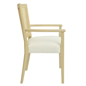 English Elm Christopher Knight Home® - ARM Mid-Century Dining Chair with Rattan Back & Upholstered Foam Seat, Solid Rubberwood Frame Beige,Natural Ash N771P254005A