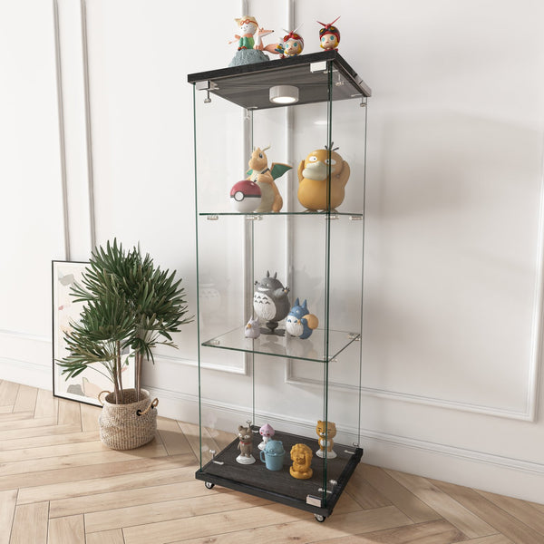 English Elm Modern Glass Display Cabinet With Led Lighting – Sleek, Quick-Assembly Design For Living Rooms & More W241P242906