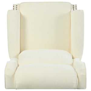 English Elm Christopher Knight Home® - 29.75" Push Back Recliner Chair with Wingback Design, Gourd Wooden Legs, Polyester Upholstery, Cozy Comfort Beige N763P201072A