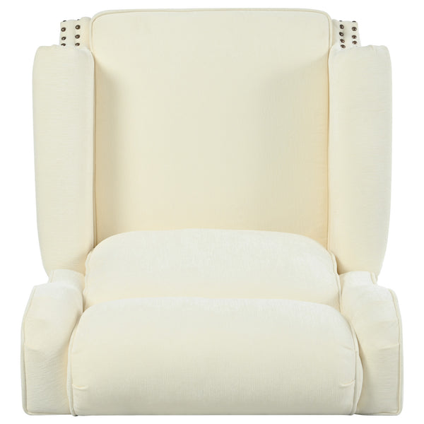 English Elm Christopher Knight Home® - 29.75" Push Back Recliner Chair with Wingback Design, Gourd Wooden Legs, Polyester Upholstery, Cozy Comfort Beige N763P201072A