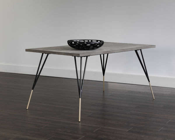 Sunpan MIDORI Dining Table - 59" Industrial-Modern Design with Unique Concrete Top & Metal Legs, Seats 6 101900