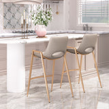 Desi Counter Stool - Set of 2 Beige & Gold 109733 Zuo Modern