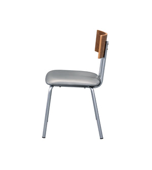 English Elm Jurgen Industrial Faux PU Side Chair Set of 2 - Silver/Grey Padded 40mm Cushion, Bentwood Backrest B2726P243295