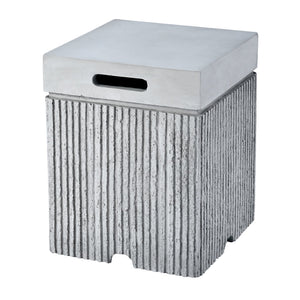 English Elm U_style Outdoor Mgo Propane Tank Cover Table Fluted Stone Finish Patio Side Accent Gray N711P410564E