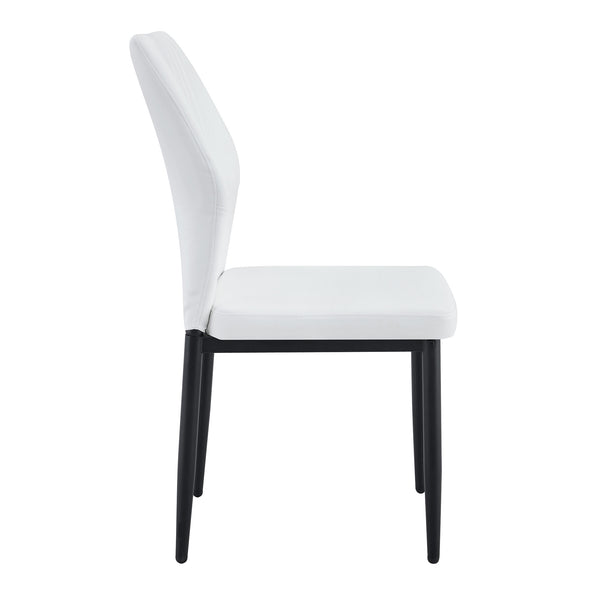 English Elm Set of 6 ergonomic dining chairs with shell-pattern back, 37" height, breathable tech fabric, sturdy metal legs and adjustable anti-slip feet for stable, comfortable seating during meals White+Black W1151P359600