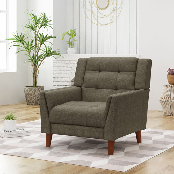 English Elm Christopher Knight Home® - Mid-century Candace Armchair with Tufted Waffle Stitching, Plush Fabric Comfort and Solid Rubber Legs Mocha 30 L x 28.75 W x 18 H 62263.00MCA