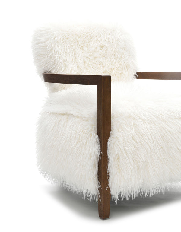 English Elm Contemporary Sculpted Barrel-Back Arm Chair with Smooth Casters, Neutral Textured Upholstery, Stylish Accent Seating White 29 L x 30 W x 31 H B2741P401368