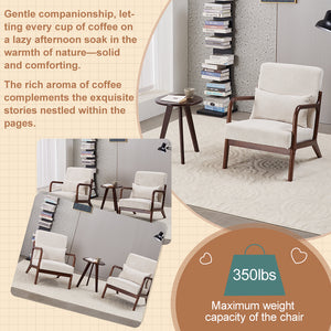 English Elm Mid-Century Modern Accent Chair & Coffee Table Set - Vintage Luxury For Stylish Living Spaces! W2989P362830