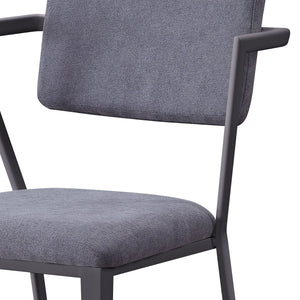 English Elm Grey Grey and Gunmetal Open Back Dining Chairs Set of 2 – Modern Breathable Grey Fabric, Padded Seats, Sturdy Iron Frame (34.5"H) B062P186531