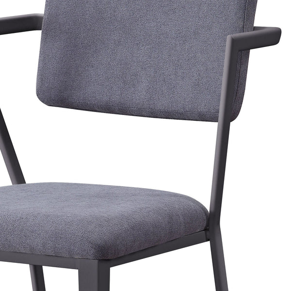 English Elm Grey Grey and Gunmetal Open Back Dining Chairs Set of 2 – Modern Breathable Grey Fabric, Padded Seats, Sturdy Iron Frame (34.5"H) B062P186531