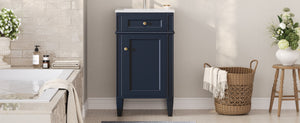 English Elm 18-inch French Style Freestanding Bathroom Vanity with Ceramic Sink Soft Close Storage Blue N710P411340C
