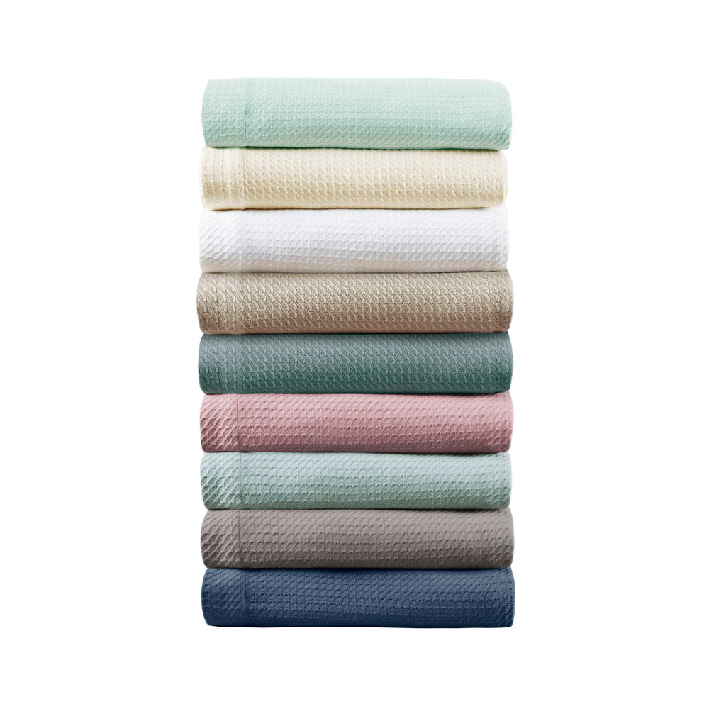 JLA Home Madison Park - Blanket Egyptian Cotton Seafoam Throw — Ultra-Soft, Breathable, Durable, Machine-Washable Comfort Wrap 90 L x 108 W x 0.25H MP51N-5170