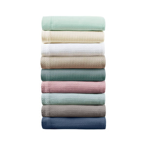 JLA Home Madison Park - Blanket Egyptian Cotton Seafoam Throw — Ultra-Soft, Breathable, Durable, Machine-Washable Comfort Wrap 90 L x 108 W x 0.25H MP51N-5170