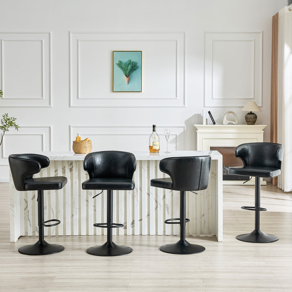 English Elm Modern Oil Wax Upholstered Swivel Barstool Set with Lumbar Support and Chrome Base W2920S00130