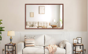 English Elm 60"X40" Oversized Modern Rectangle Mirror With Walnut Frame - Versatile Wall-Mounted Style For Any Room W708P297661